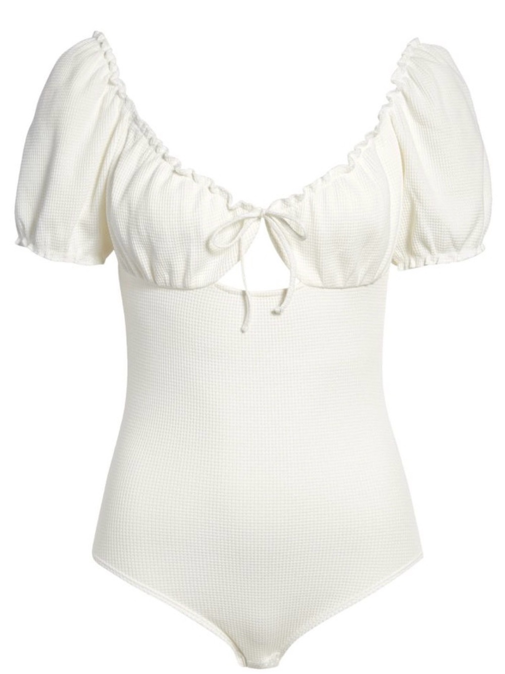 Nordstrom Ivory Ribbed Tie-Front Bodysuit